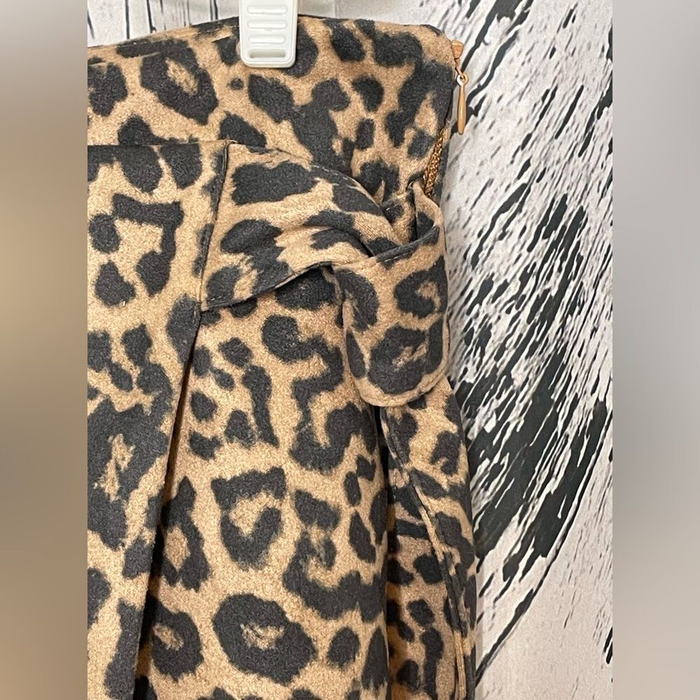 ZARA Leopard Skort Waist Tie Animal Print Shorts M - Picture 4 of 11